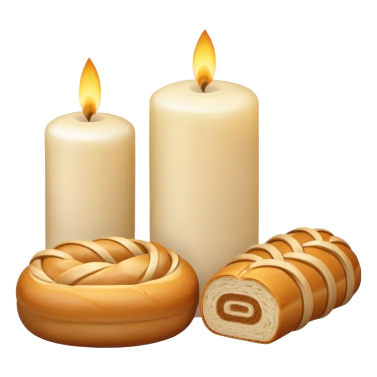 Shabbat two pale beige candles and hala bread  sticker