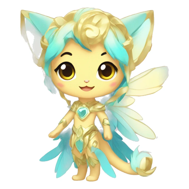 Cute Kawaii Chibi Anthro Sona Colorful Ethereal Pretty see Godly Celestial Shiny Fakemon Full Body sticker