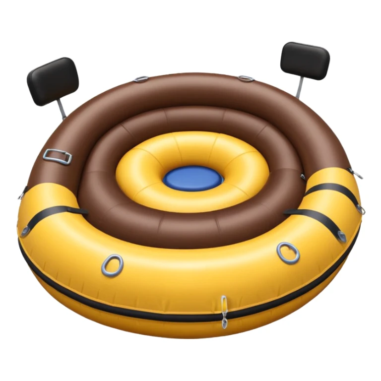 brown round shape inflatable boat with several black chairs around the perimeter sticker