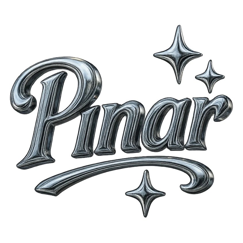 Write "Pınar" in this style, try majesty fonts. Add two or three stars around it so that it looks like this but it has a hand-drawn shape. sticker