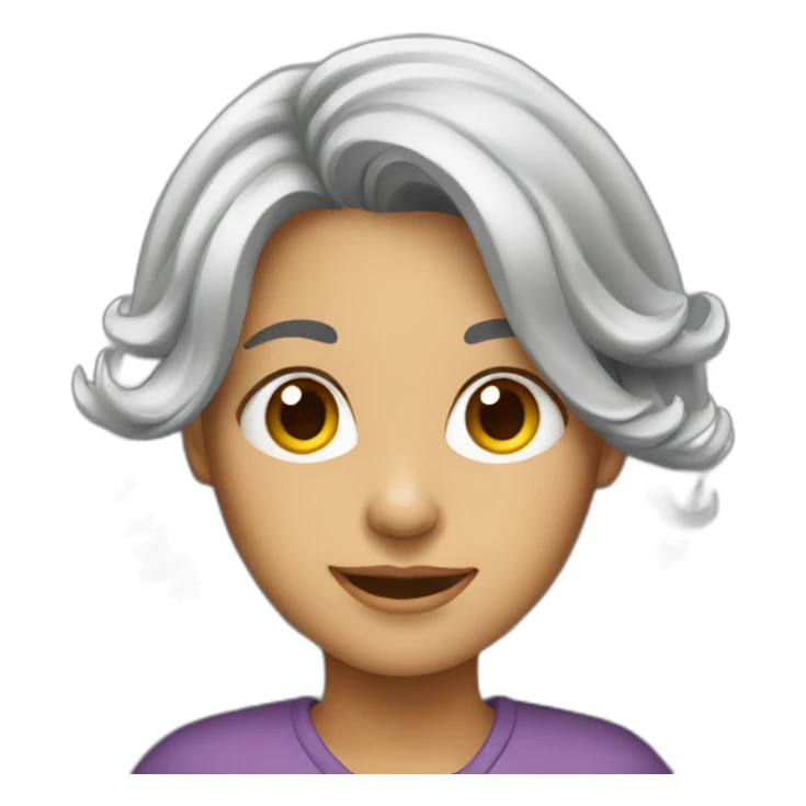 gray hair young lady sticker