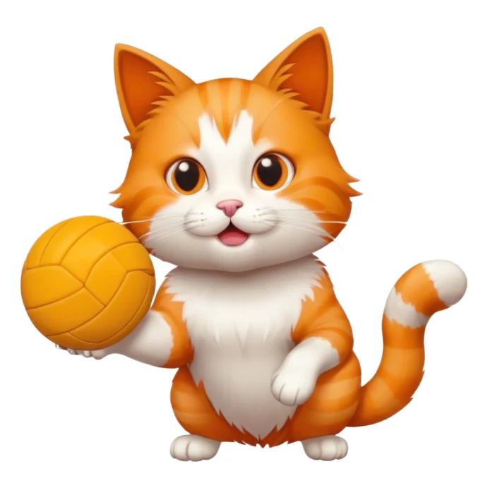 Cat with food and volleyball  sticker