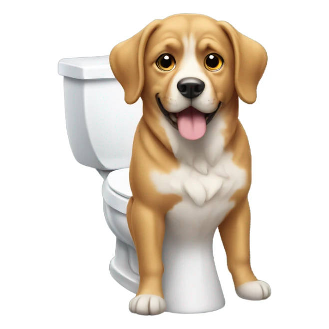 dog on the toilet  sticker