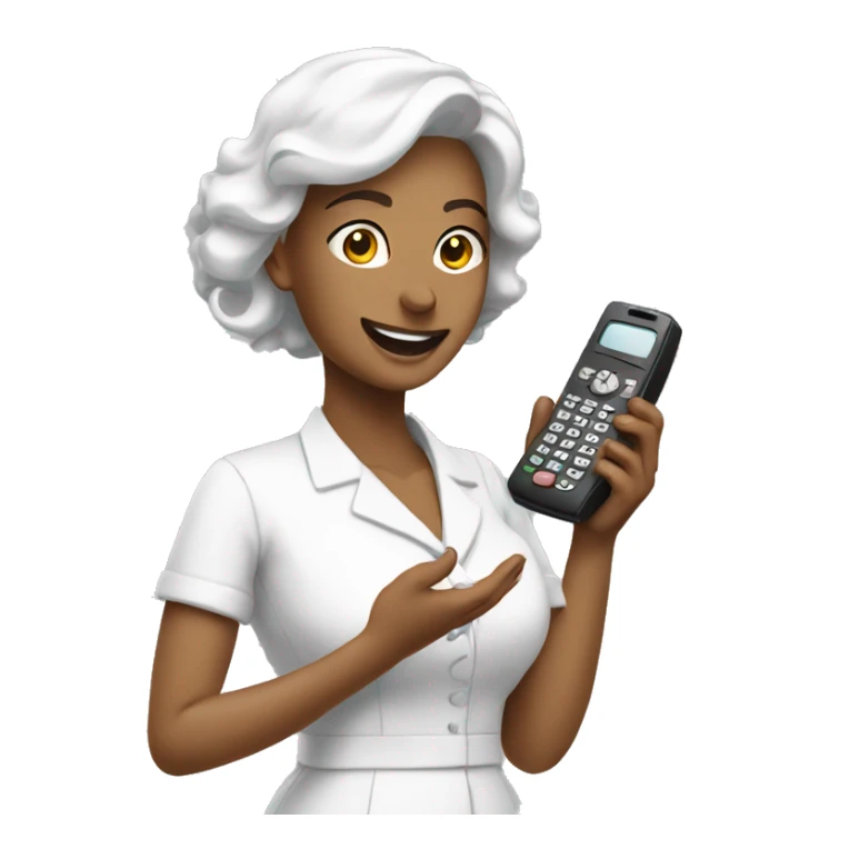 manager in white dress recieving telephone sticker