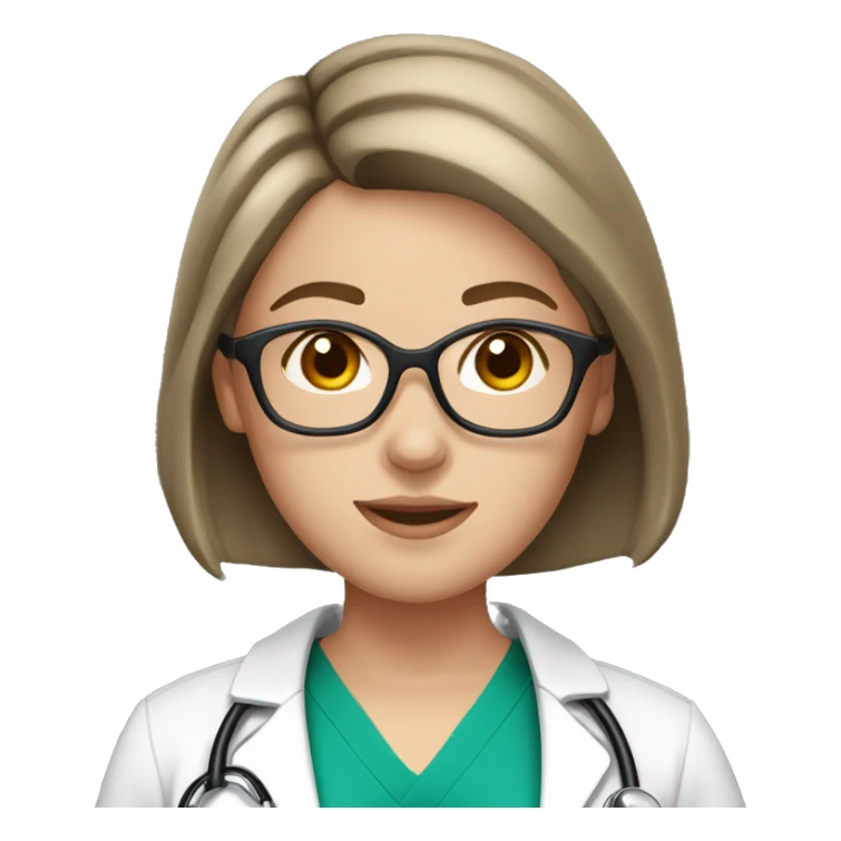 White girl with brunette short hair with stethoscope sticker