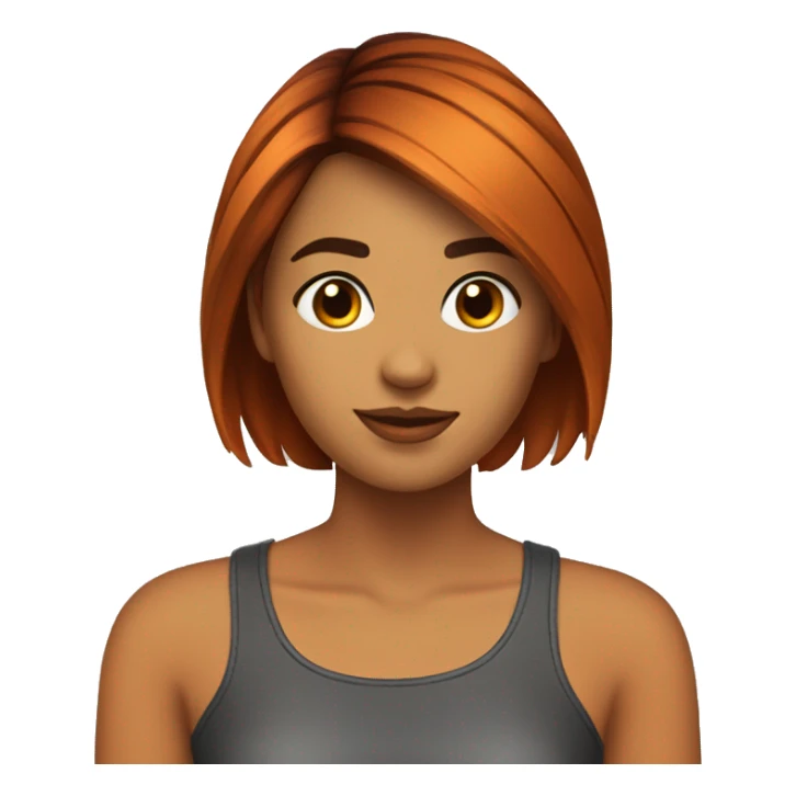  Chica de cabello naranja con un corte corto y sticker