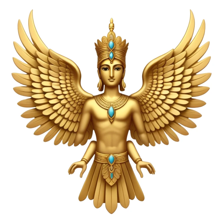 Ancient Persian Faravahar symbol with wings and human figure sticker