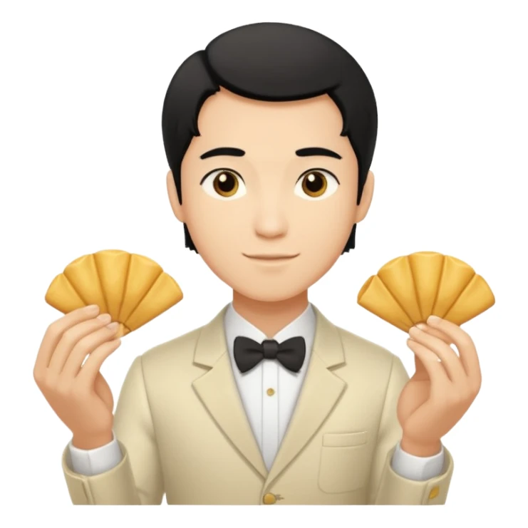 ligth black hair waiter with fortune cookies sticker