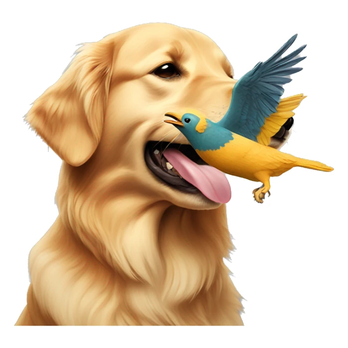 Golden retriever carrying a bird in its mouth sticker