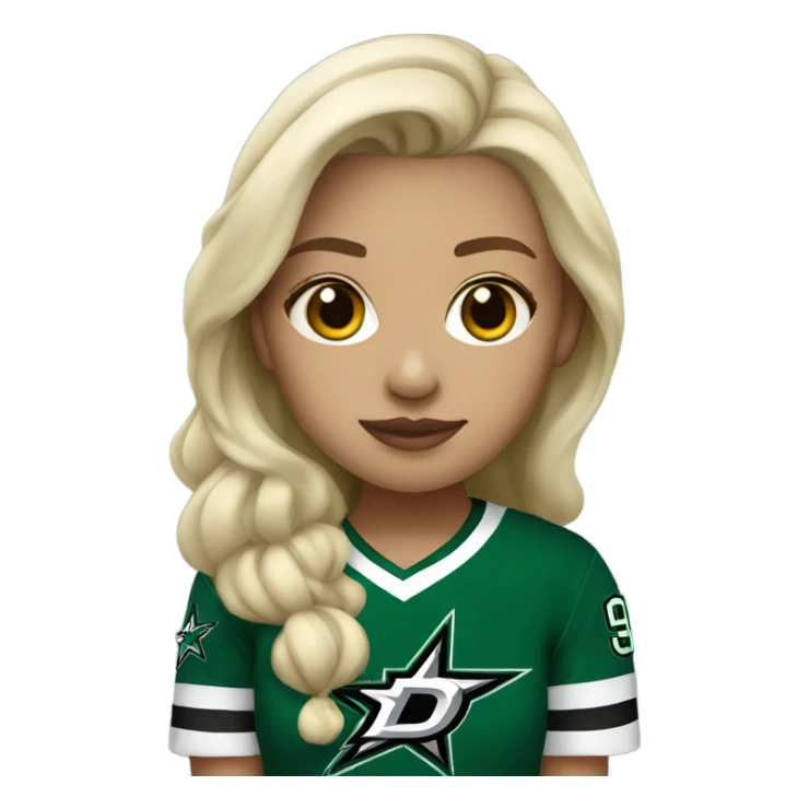 Blonde girl wearing Dallas Stars jersey sticker