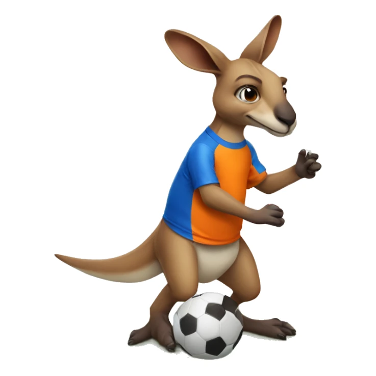 kangaroo wearing orange and blue jersey playing football sticker
