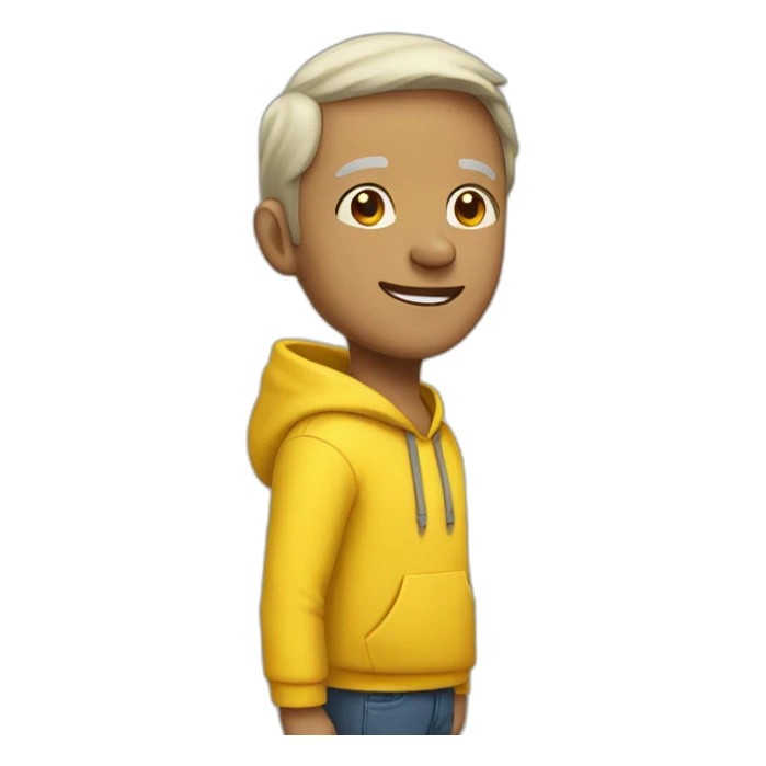 A mature boy wearing yellow hoodie sticker