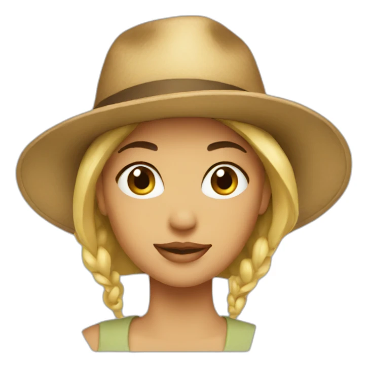 Woman with a hat sticker