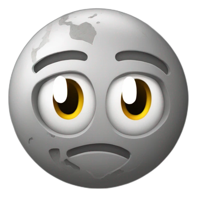 3d sphere with a cartoon stonecutter texture with big kind eyes sticker