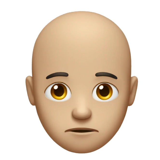 Very sad bald emoji with very big frown and big forehead sticker