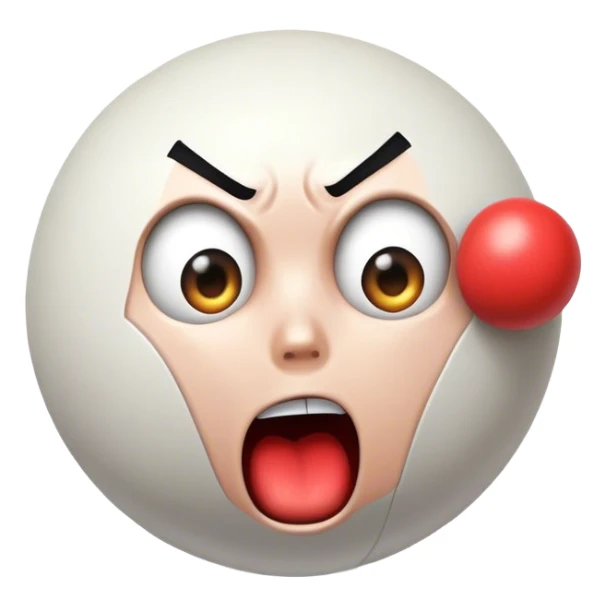 Cartoon-style punching ball hitting a shocked face, transparent background. sticker