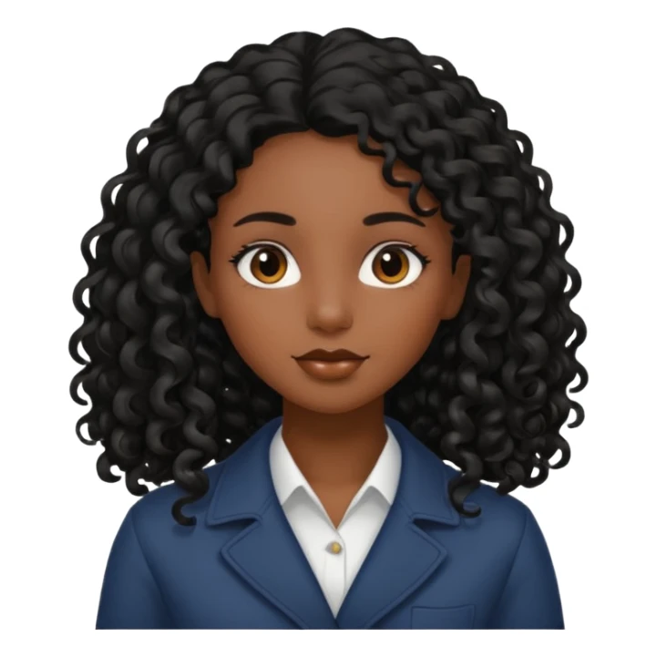 black girl with long curly black hair side part sticker