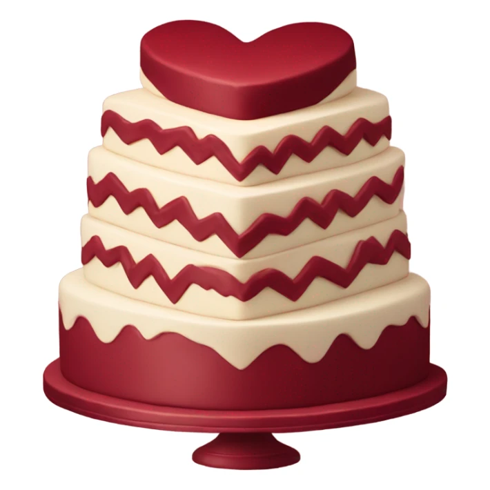 Vintage burgundy and red heart cake sticker
