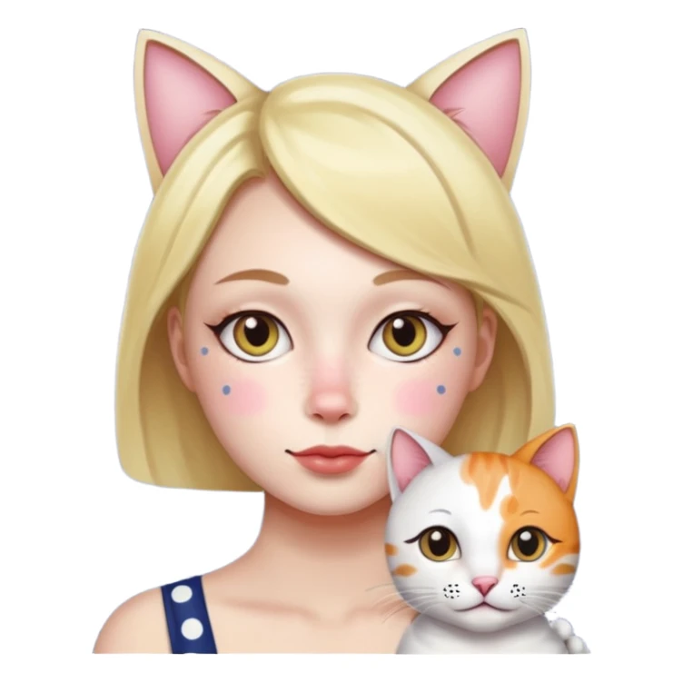 polka dots human body and cat face sticker