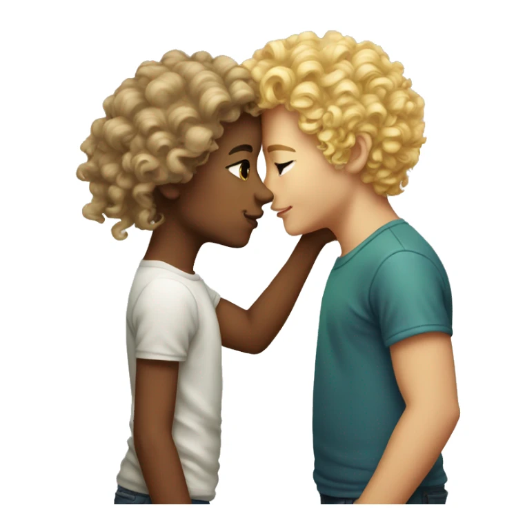 girl rainbow hair kissing boy with blonde perm  sticker