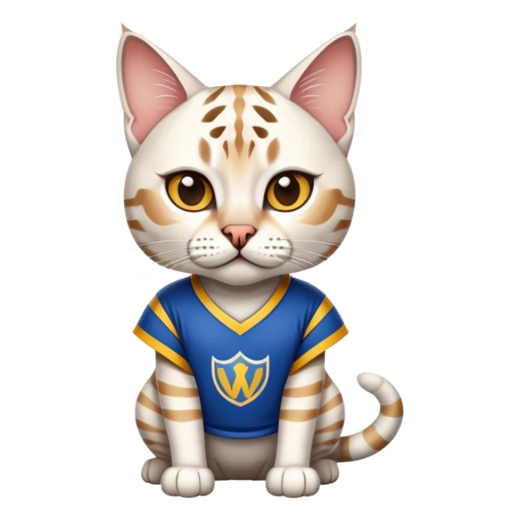 White bengal cat in warriors jersey sticker