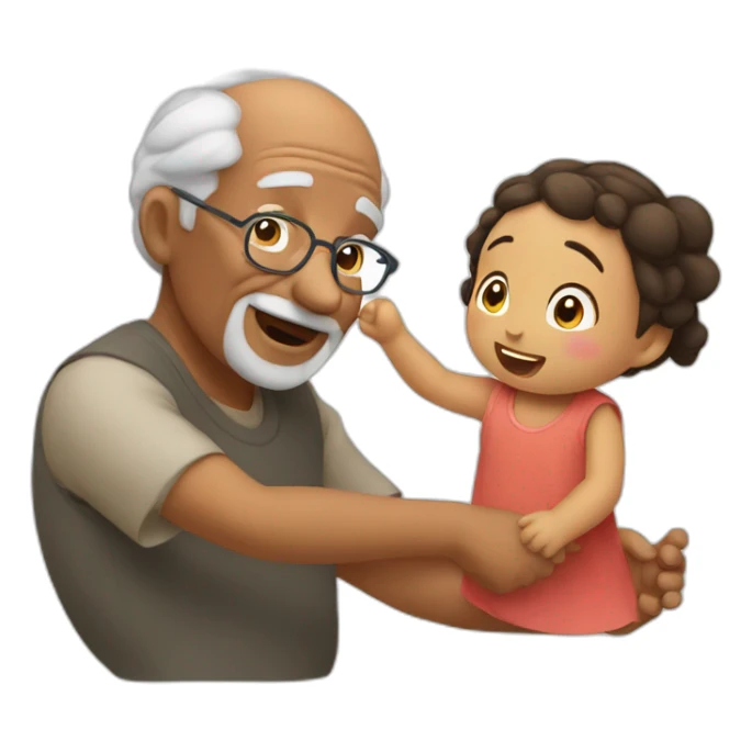 Grandpa playing with grand daughter sticker
