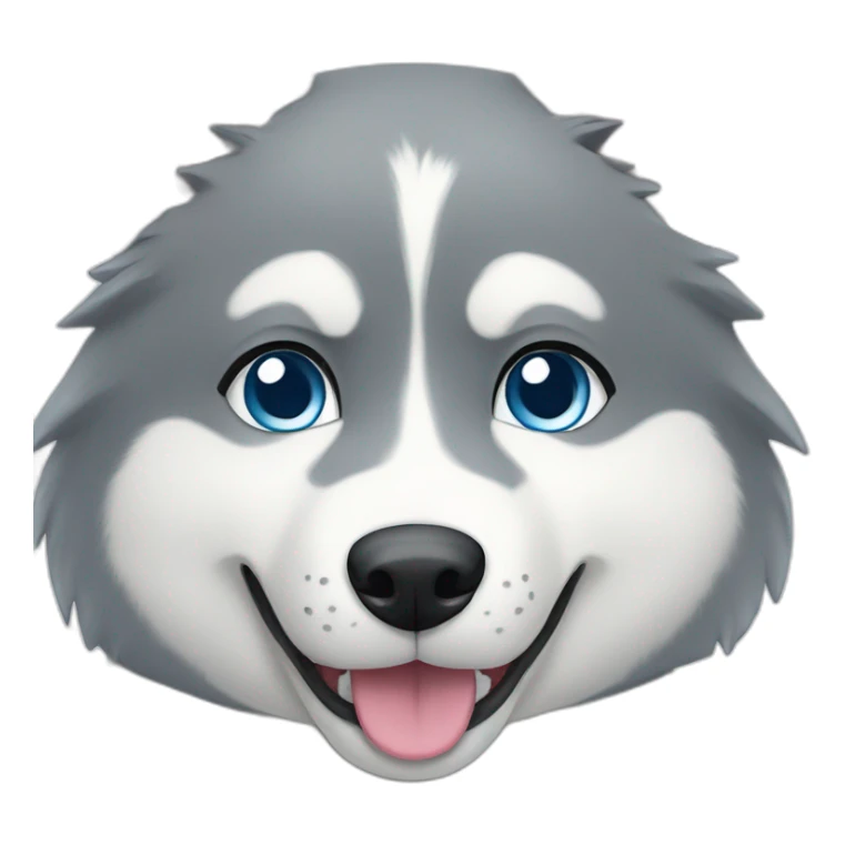 Husky dog light grey light blue eyes smile sticker
