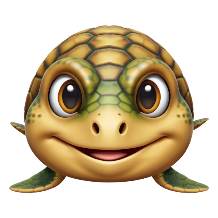 Cinematic Comical Sea Turtle Portrait Emoji, Head tilted dramatically with an exaggeratedly amused expression, featuring a boldly patterned, domed shell and wide, comically expressive eyes full of playful disbelief, Simplified yet hilariously expressive features, highly detailed, glowing with a slightly sassy oceanic glow, high shine, dramatic yet playful, stylized with an air of cheeky marine mischief, soft glowing outline, capturing the essence of a meme-worthy sea turtle that looks ready to glide its way into viral fame! sticker
