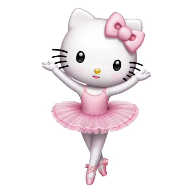 Hello Kitty character in ballet pose with pink tutu sticker