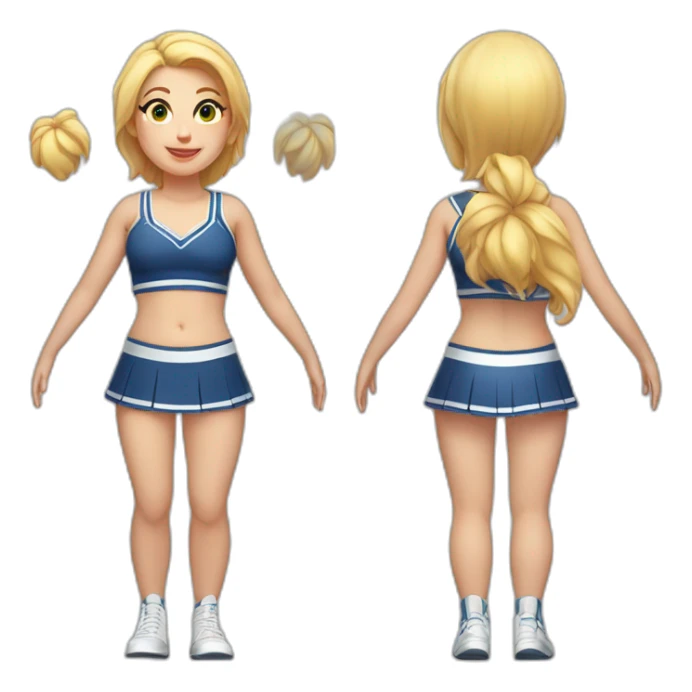 Full body Caucasian curvy cheerleader back and front views sticker