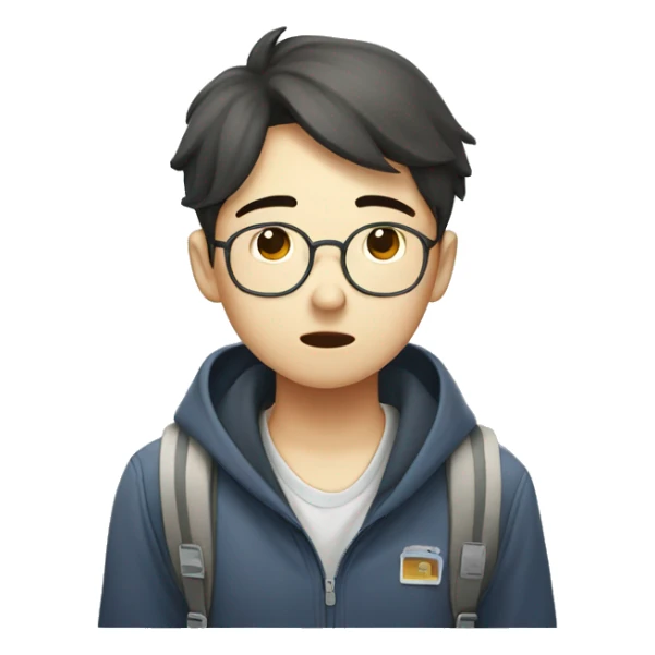 An exhausted korean student going to academy school after class  sticker