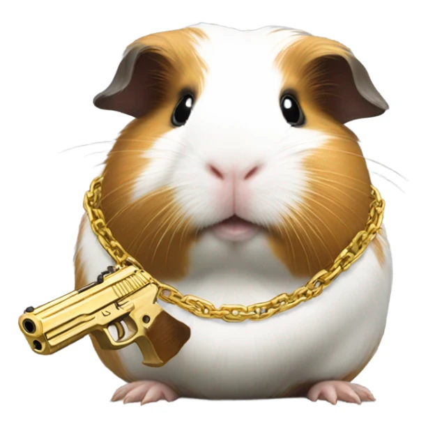 guinea pig with gold chain and gun  sticker