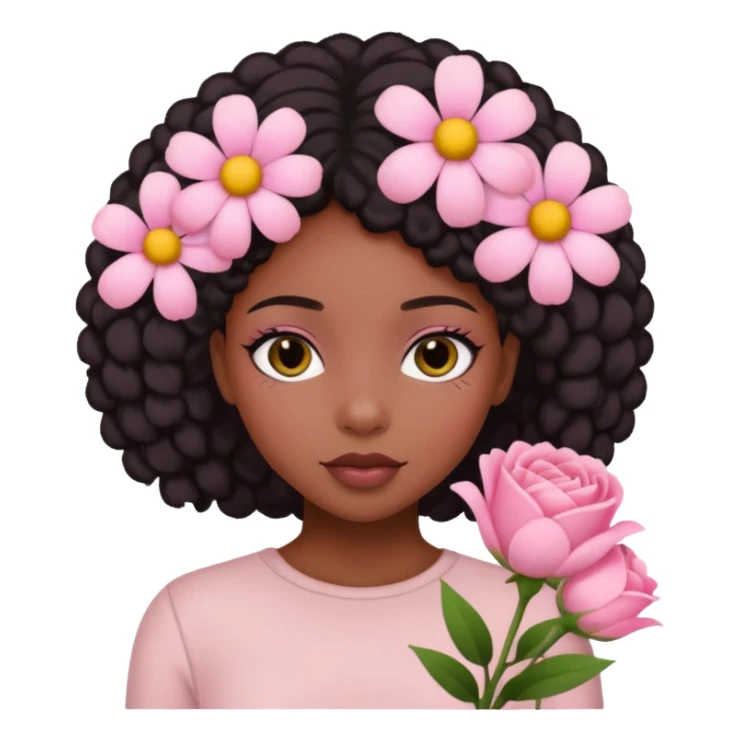 Pastel Pink Black Girl With Flowers sticker