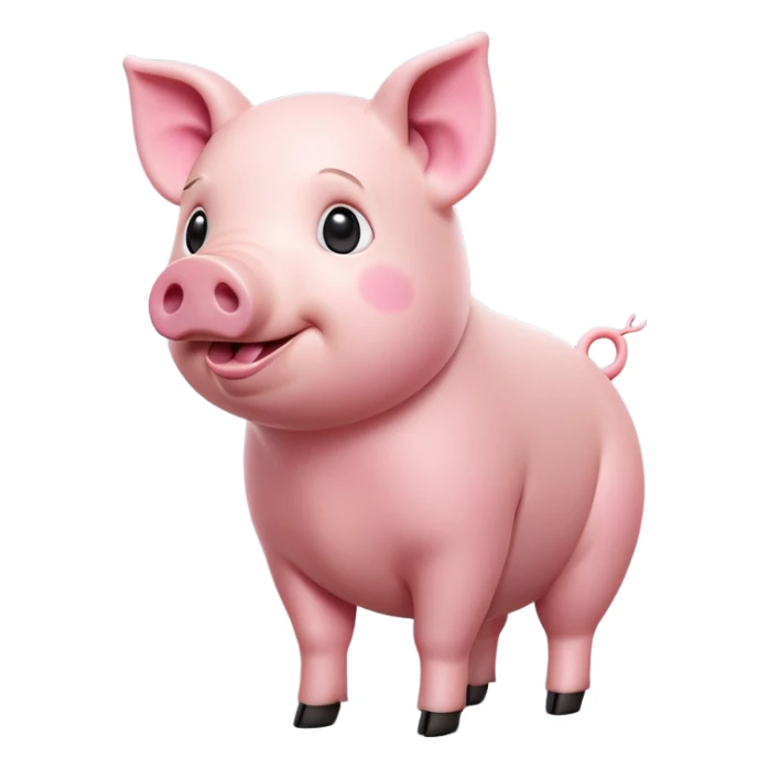 cinematic-[realistic pig]-realistic-full-body-standing-emoji,-tail-flicking-lazily,-head-tilted-dramatically,-sleek-[pink]-skin,-simplified-yet-realistic-focused-features,-highly-detailed,-glowing-with-an-almost-sarcastic-glow sticker