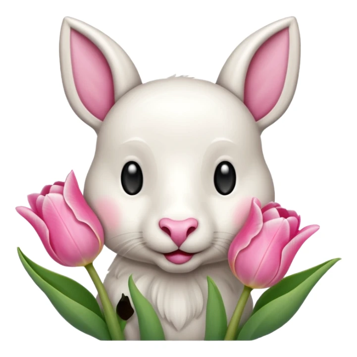 Un cordero lindo teniendo un tulipán rosa sticker