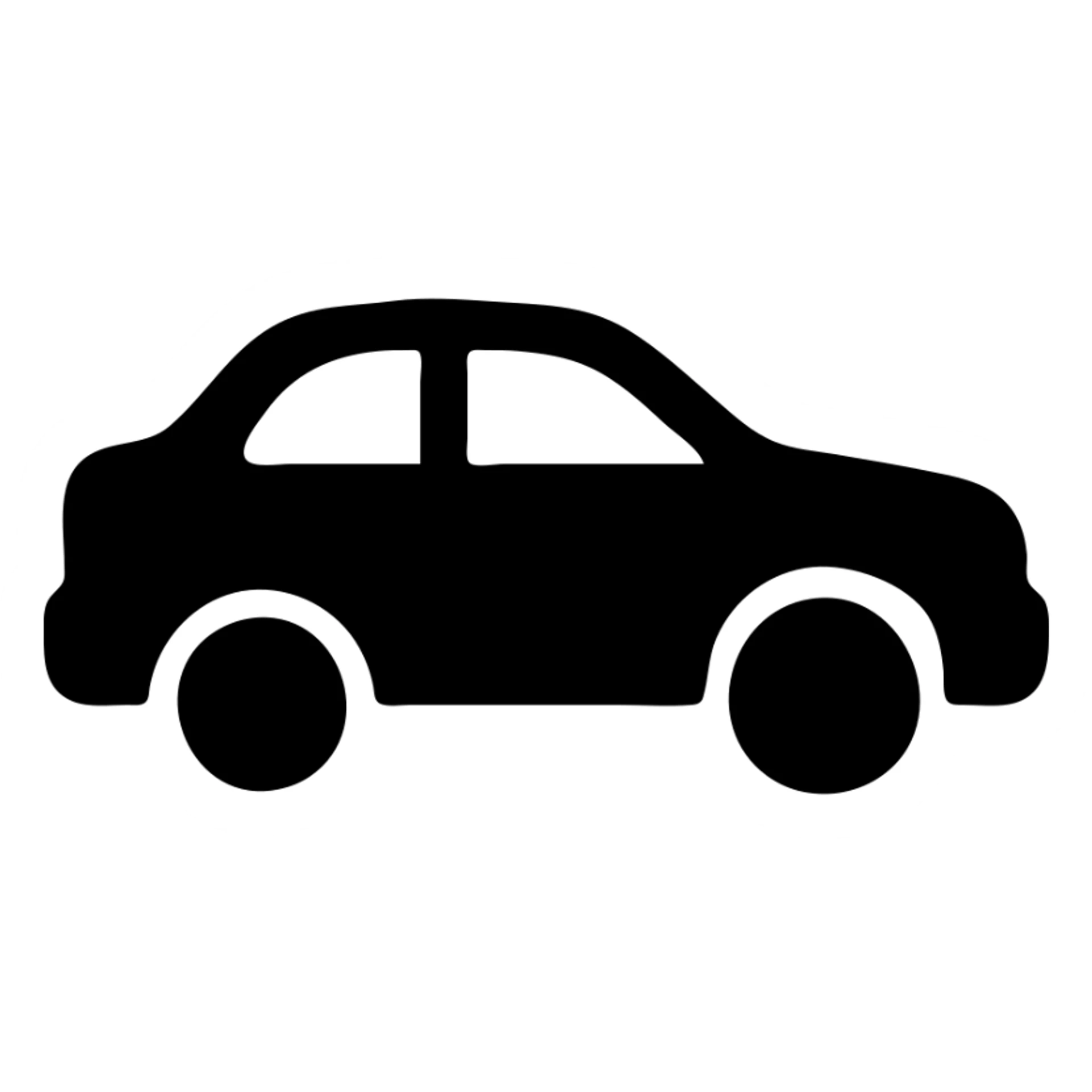 solid filled icon of a car with a small dent, representing Paintless Dent Repair (PDR) sticker