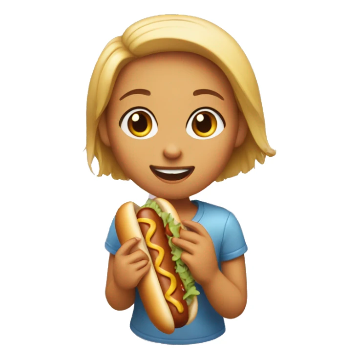 Girl eating Hot dog sticker