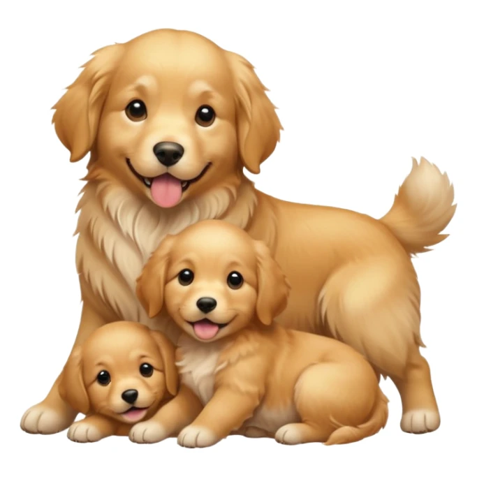 golden dog with its puppies sticker