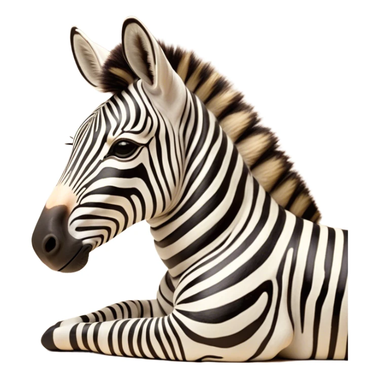 Meme-Worthy Cute Sleeping Zebra Portrait Emoji, Head resting peacefully with a contented smile, showcasing a lean, graceful build and a luxuriously soft striped Fur, eyes shut in a serene, restful nap, Simplified yet hilariously adorable features, highly detailed, glowing with a soft, drowsy light, high shine, relaxed and utterly lovable, stylized with an air of playful laziness, bright and heartwarming, soft glowing outline, capturing the essence of a comically sleepy zebra, so meme-worthy it feels like it could instantly become the next viral sensation of adorable slumber! sticker