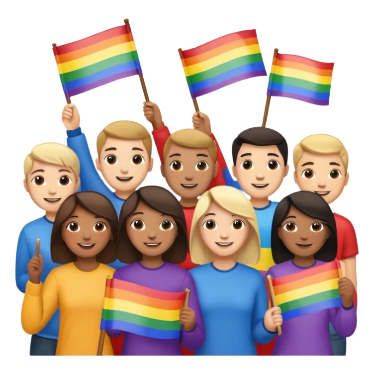 a group of LGBTQ people with pride flags sticker