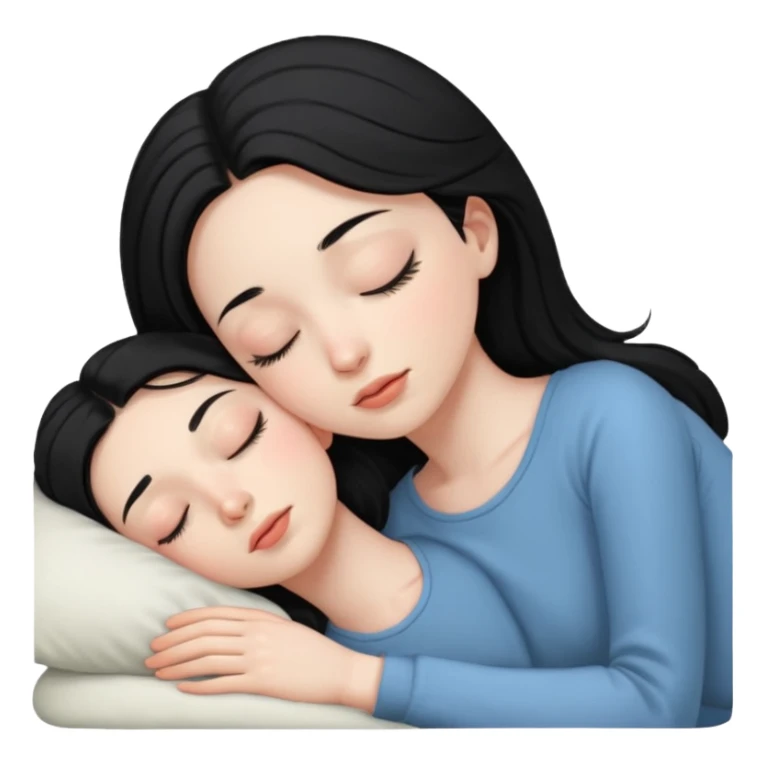 Sleeping black haired girl no baby sticker