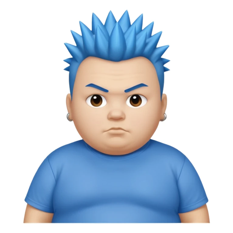 fat kid blue mohawk spiky hair sticker