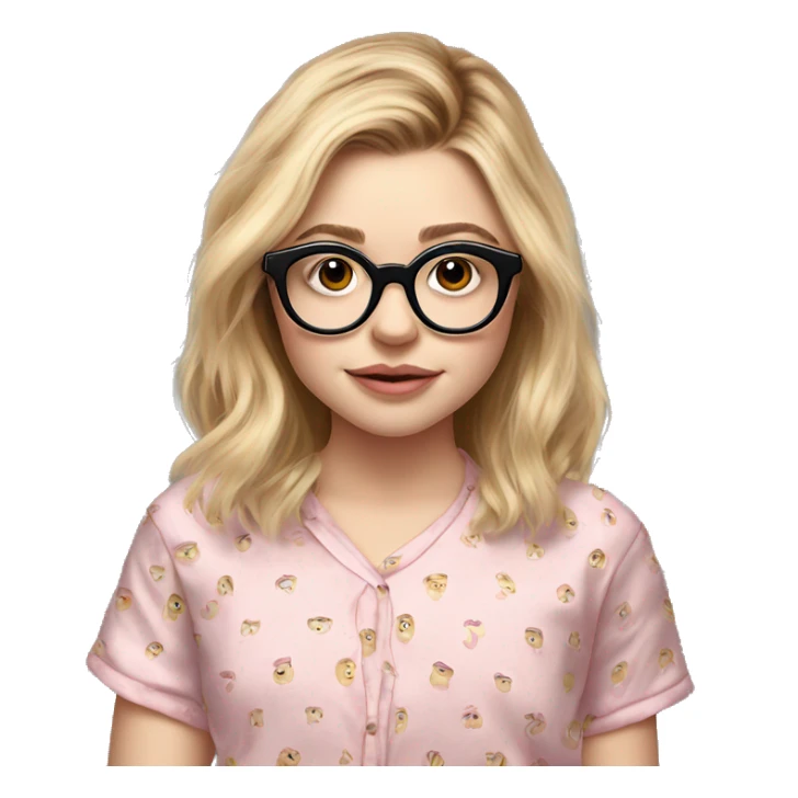 Chloe grace moretz, pijamas wearing round glasses sticker