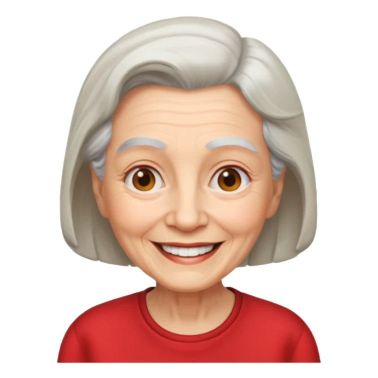elderly woman with red shirt sticker