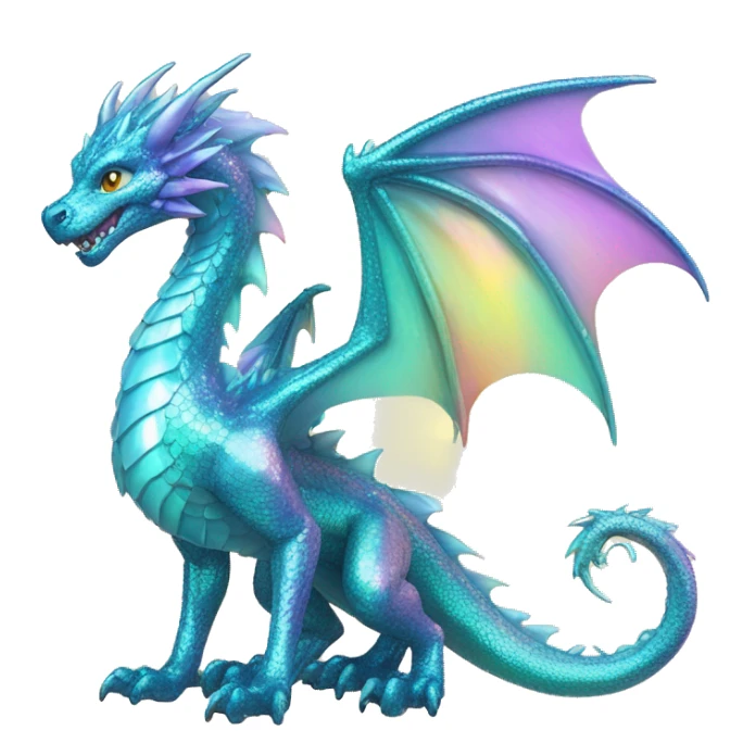 Sparkly glossy Pastel iridescent glass dragon full body sticker