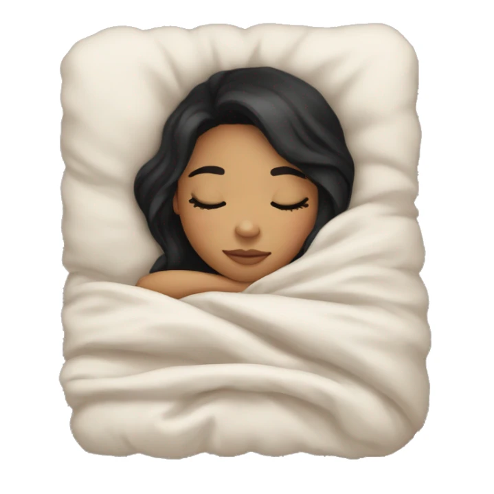 girl with black hair and light skin sleeping with blanket on sticker