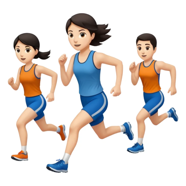 a female co-worker running and other co-workers chasing her  - female co worker with dark hair way in front... others far behind -- male and female co workers chasing female co worker sticker