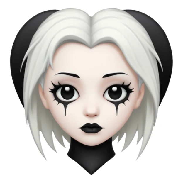 white goth heart, minimal, edgy, dark accents sticker