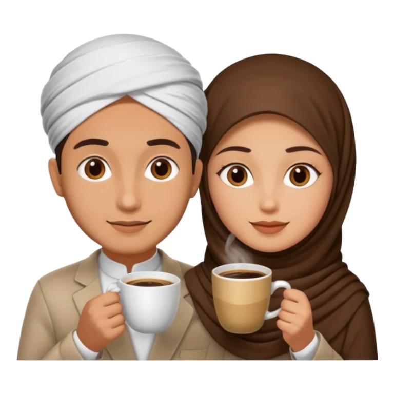 muslim couple drink coffe beautiful finish sticker
