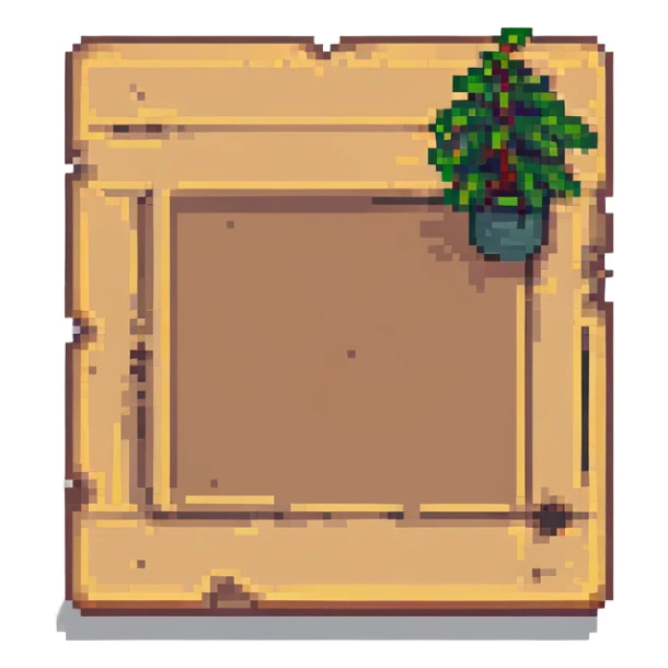 wooden board pixel art style, no background sticker